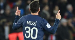 Messi celebra su gol al Toulouse. Foto: AFP