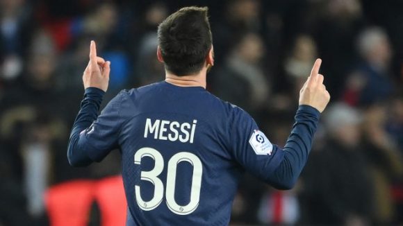 Messi celebra su gol al Toulouse. Foto: AFP